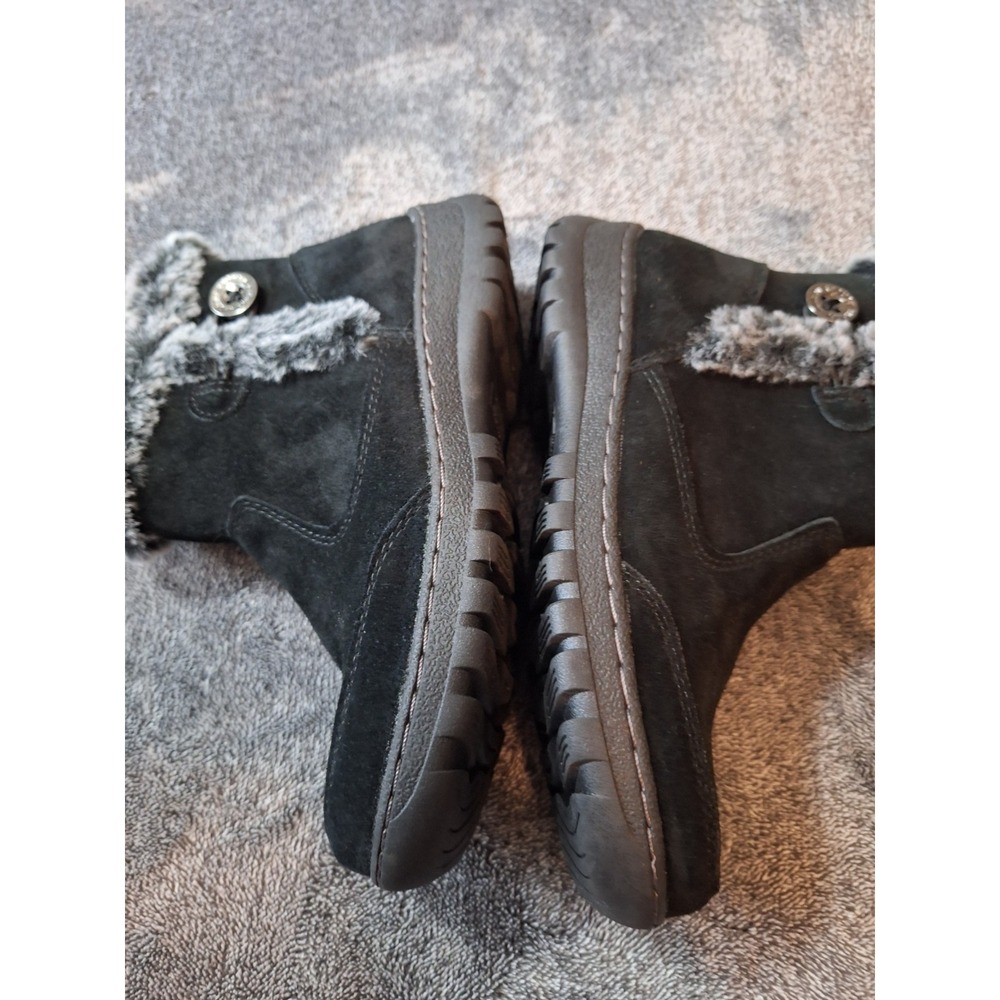 KHOMBU Suede Faux Fur Boots IRIS Womens 6M Black Booties Side Zip Cozy Style - Picture 11 of 15